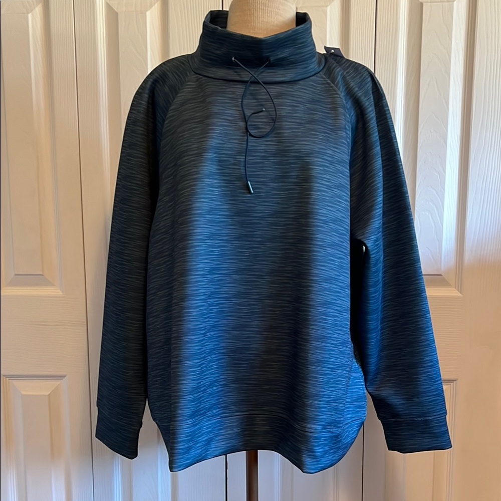 Long Sleeve Lane Bryant LIVI Blue Drawstring Cowl Neck Pullover Size 22/24